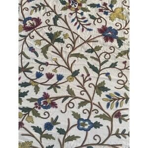 Kravet Crewel floral fabric vintage swatch 45” x 54” wide heavy weight